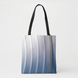 Blue and white plastic container tote bag