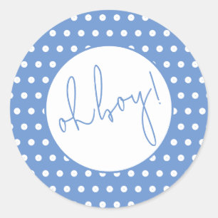 Blue and White Polka Dot Boy Baby Shower Sticker