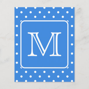 Blue and White Polka Dot Pattern Monogram. Custom.