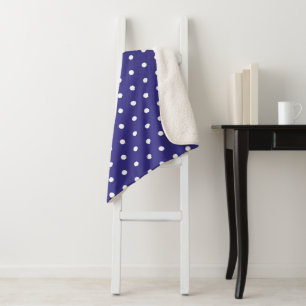 Blue and White Polka Dot Pattern    Sherpa Blanket