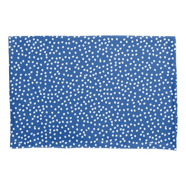 Blue and White Polka Dot Pillowcase (Front)