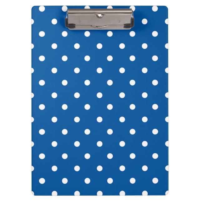 Blue and White Polka dots Clipboard (Front)