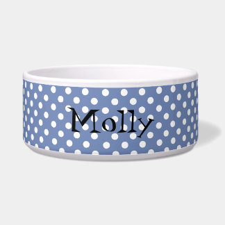 Blue and White Polka Dots Custom Pet Bowl