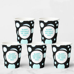 Blue and White Polka Dots Modern Circles Paper Cups