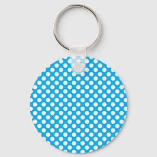 Blue and white polka dots pattern key ring