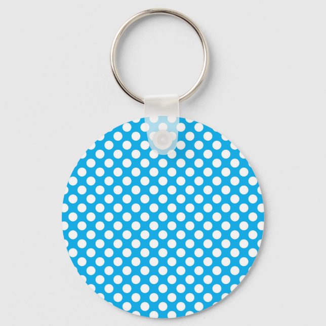 Blue and white polka dots pattern key ring (Front)