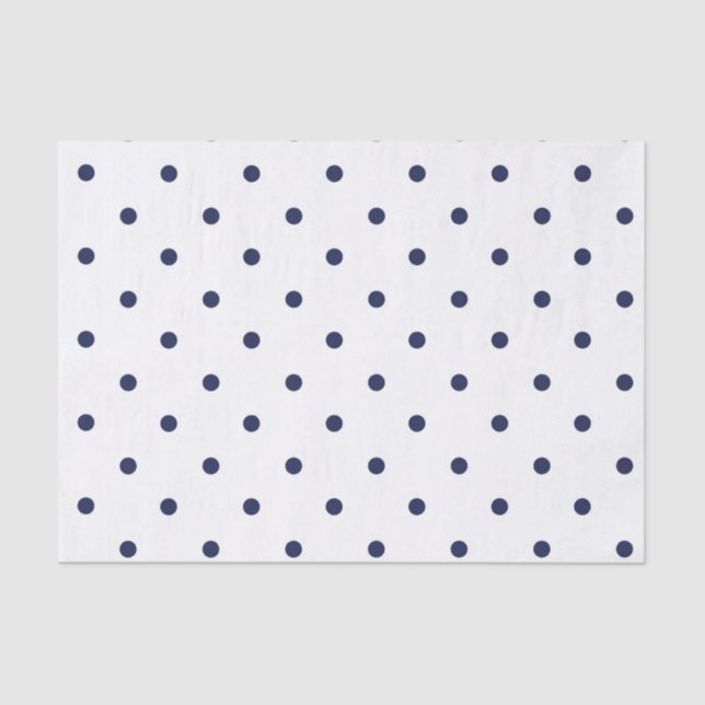 Blue and White Polka Dots Tissue Paper (Front)