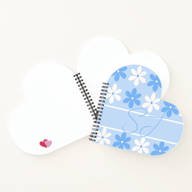BLUE AND WHITE PRETTY FLORAL PATTERN SKY FLOWERS NOTEBOOK (Inside)