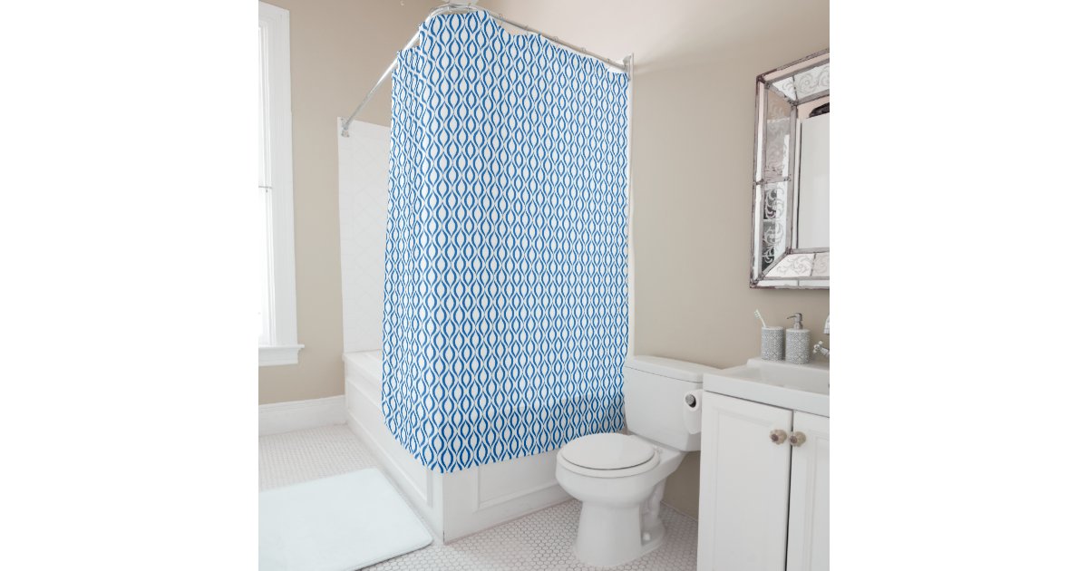 Blue and White, Pretty Patterned Shower Curtain Zazzle