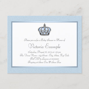 Blue and White Prince Baby Shower Invitation