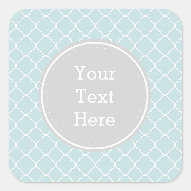 Blue and White Quatrefoil Square Sticker (Front)