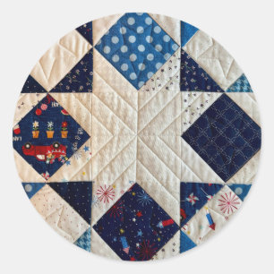 Blue and White Quilt look Stickers