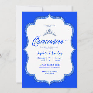 Blue and white Quinceanera Invitation