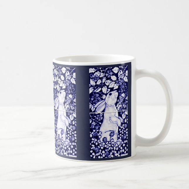 Blue and White Rabbit China Mug Tile Dedham Cobalt (Right)