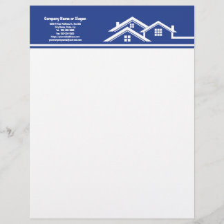 Blue and White Real Estate Logo Design Custom Letterhead