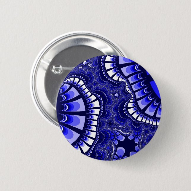 Blue and White Remix 6 Cm Round Badge (Front & Back)