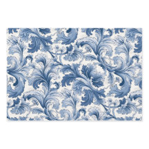Blue and White Renaissance Acanthus Damask