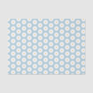 Blue and White Retro Vintage Daisy Pattern Tissue Paper