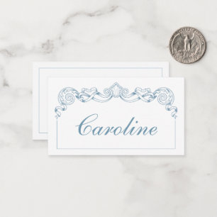 Blue and White Ribbon Crest Frame Personalised Card