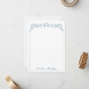 Blue and White Ribbon Crest Frame Personalised Card