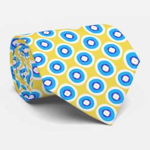 Blue and White Ringed Dot Pattern Tie