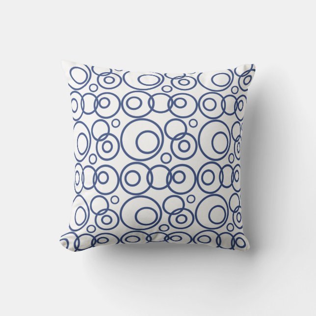 Blue And White Rings Pattern Cushion (Front)