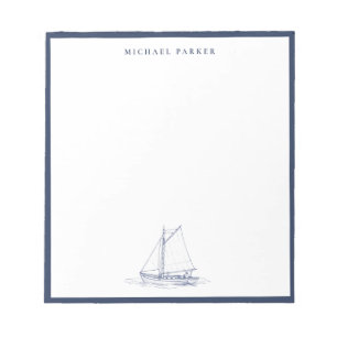 Blue and white Sailboat Nautical Notepad