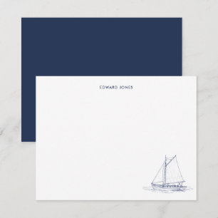 Blue and white Sailboat Yacht  Thank You Card