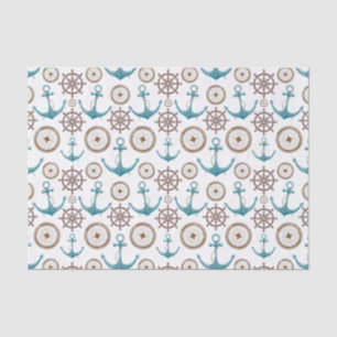 Blue And White Sailing Anchor Nautical Tissue Paper