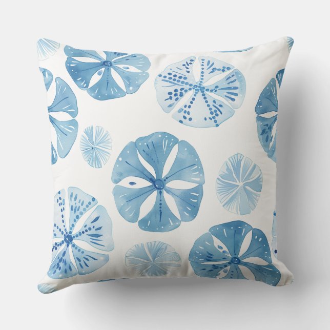  Blue and White Sand Dollar Pillow. Cushion (Back)