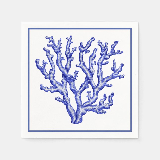 Blue and white sea coral napkin (Front)