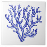 Blue and white sea coral tile<br><div class="desc">This blue and white sea coral tile is great framed or use in the bathroom or a beach house.</div>