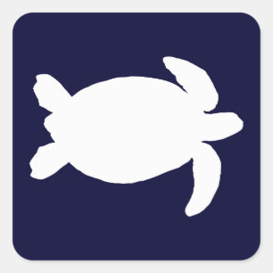 Blue and White Sea Turtle Square Sticker