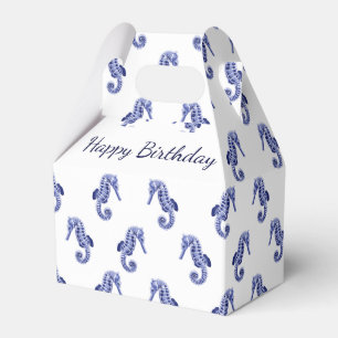 Blue and white seahorse favour box