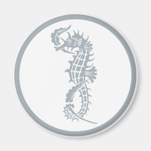 Blue and White Seahorse Logo Magnet