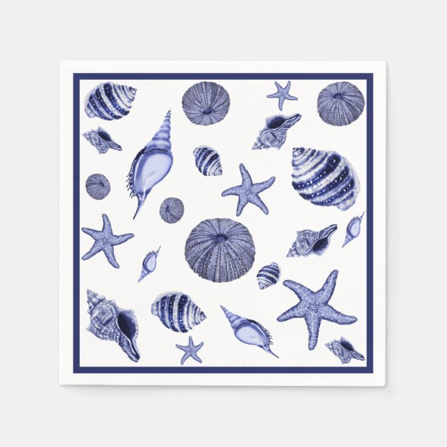 Blue and white seashells  napkin (Front)