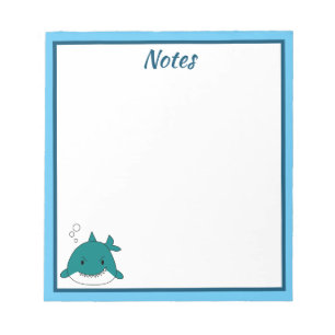 Blue And White Shark Personalised  Notepad