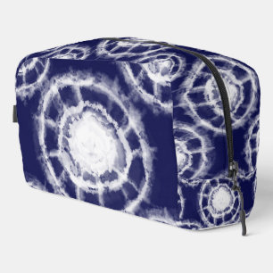 Blue and White Shibori Circles Pattern Dopp Kit
