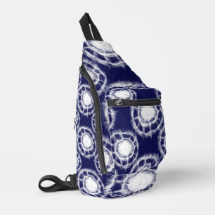 Blue and White Shibori Circles Pattern  Sling Bag
