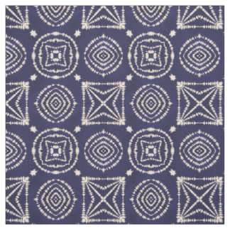 Blue and White Shibori Geometry Fabric