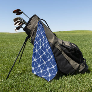 Blue and White Shibori Lines Pattern  Golf Towel