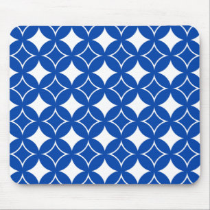 Blue and white shippo pattern mouse mat