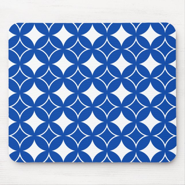 Blue and white shippo pattern mouse mat (Front)