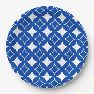 Blue and white shippo pattern paper plate