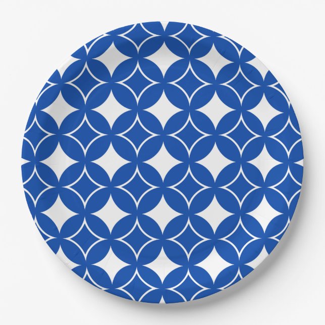 Blue and white shippo pattern paper plate (Front)