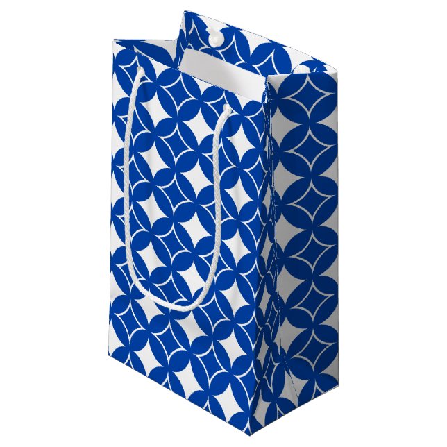 Blue and white shippo pattern small gift bag (Front Angled)
