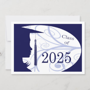 Blue and White Silhouette 2025 Card
