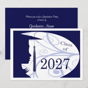 Blue and White Silhouette 2027 Graduation Party Invitation