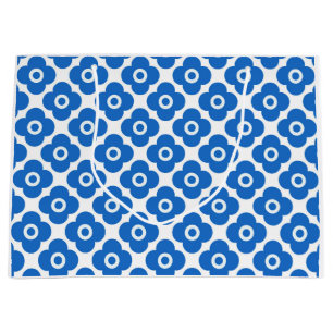 Blue and white simple floral pattern retro floral large gift bag