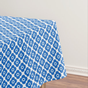 Blue and white simple floral pattern retro  floral tablecloth